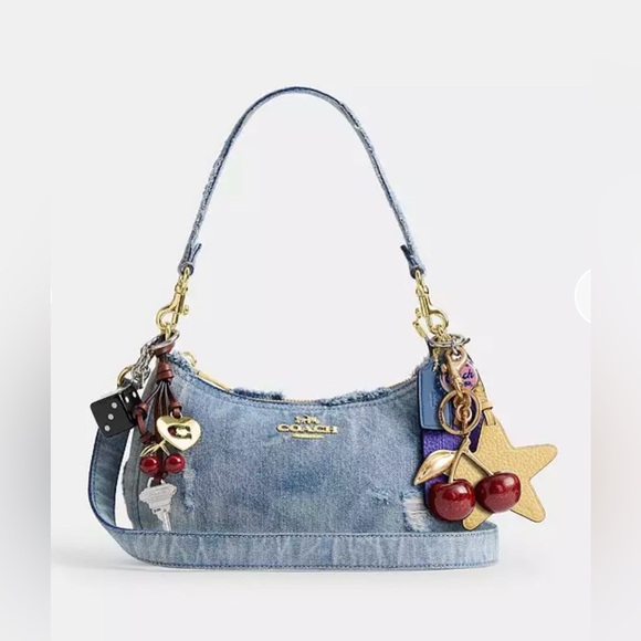 Coach Teri Denim Blue Shoulder Bag with charms - Picture 9 of 9